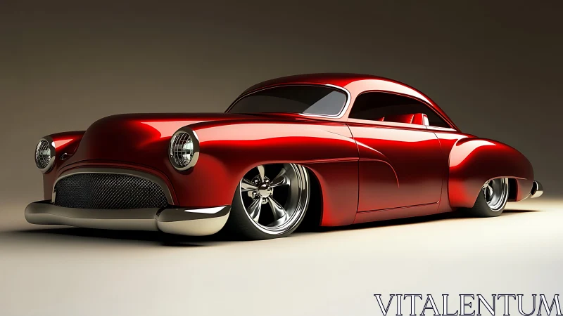 3D custom hot rod coupe in cinematic studio side profile.
