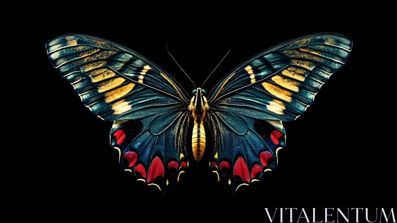 Midnight jewel butterfly with glowing rainbow wings.