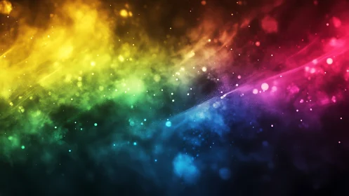 Dreamy rainbow nebula of color, light, and soft stardust.