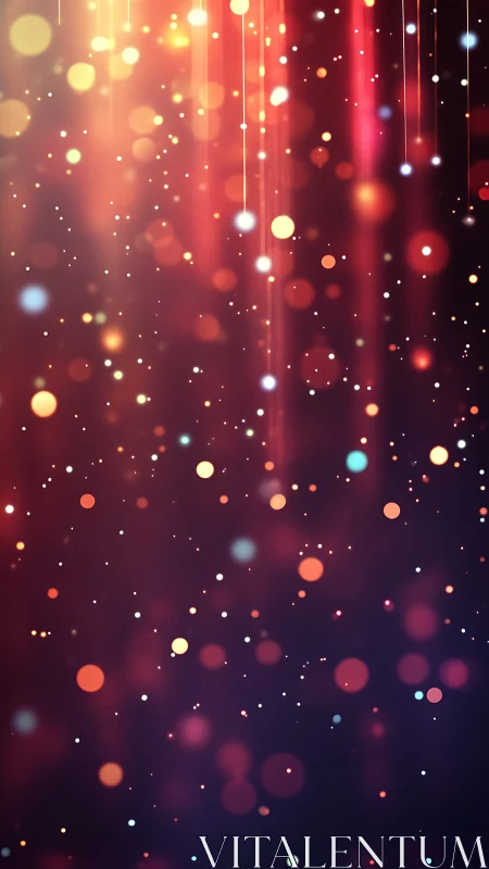 Falling Ember Lights In A Velvet Galaxy Of Colorful Dots.