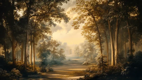 Golden Forest Path Leads to Distant Classical Architecture