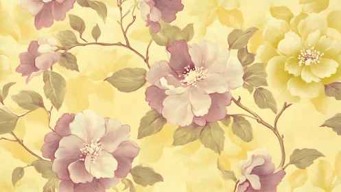 Botanical Florals with Soft Mauve and Cream Layered Composition