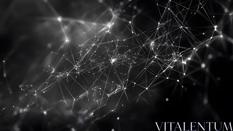 Abstract network of glowing connections on dark background, digital art.