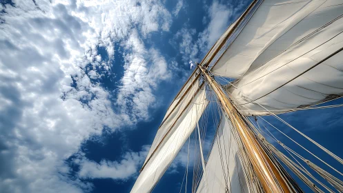 Wind-sculpted sails stretch like bright wings into the clouds