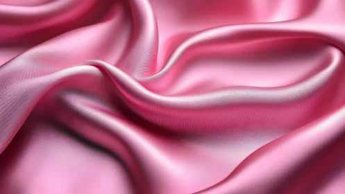 Pink silk fabric with flowing folds and luminous surface quality throughout composition