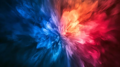 Vibrant blue red energy plume forming luminous abstract core.