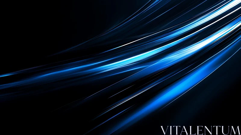 Dynamic blue light streaks on black abstract digital background.