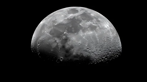 Lunar terminator detail with high-contrast crater relief study.