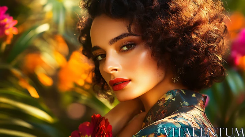 Radiant portrait in saturated tropical bokeh lighting study