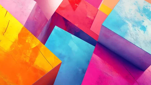 Abstract geometric blocks in vibrant colors, modern digital art.