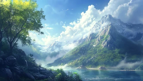 High dynamic range alpine landscape with atmospheric depth mapping