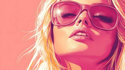 Close-up stylized portrait of woman wearing large sunglasses