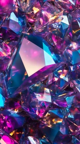 Prismatic gemstone cluster renders neon-reflective light gradients