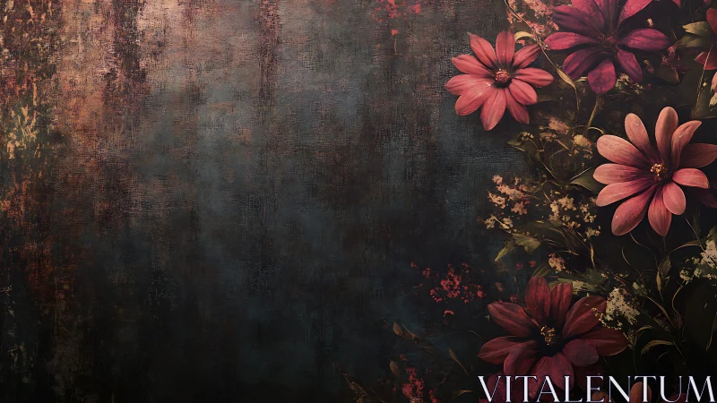 Vintage Florals Against Weathered Canvas.