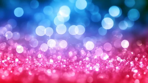 Shimmering pink and blue bokeh lights glow in soft harmony