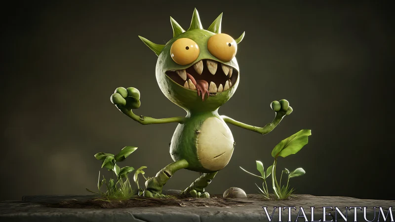 Stylized 3D creature with exaggerated anatomy and glossy subsurface skin