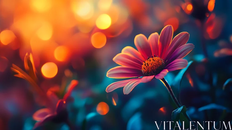 Blazing Petals Dance Against Night's Electric Embrace