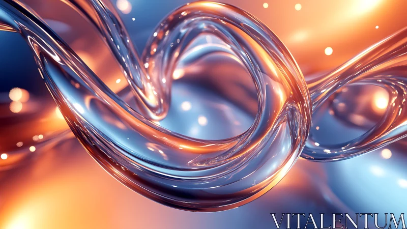 Curved transparent ribbons with bokeh on dual color background.