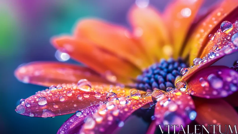 Macro photograph of gerbera petals with water droplets.