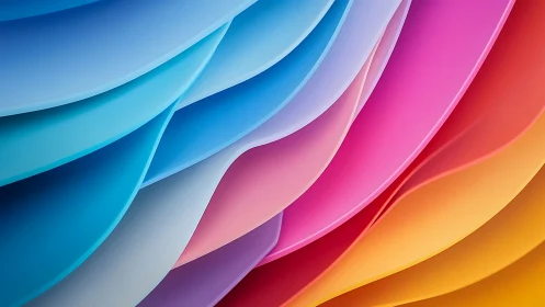 Layered chromatic waveforms in overlapping translucent ribbons