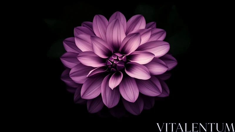 Purple dahlia blossom rendered with volumetric lighting and sculptural petal definition.