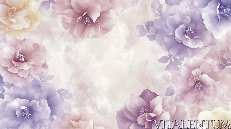 Soft Floral Gradient with Layered Pink and Purple Blooms.
