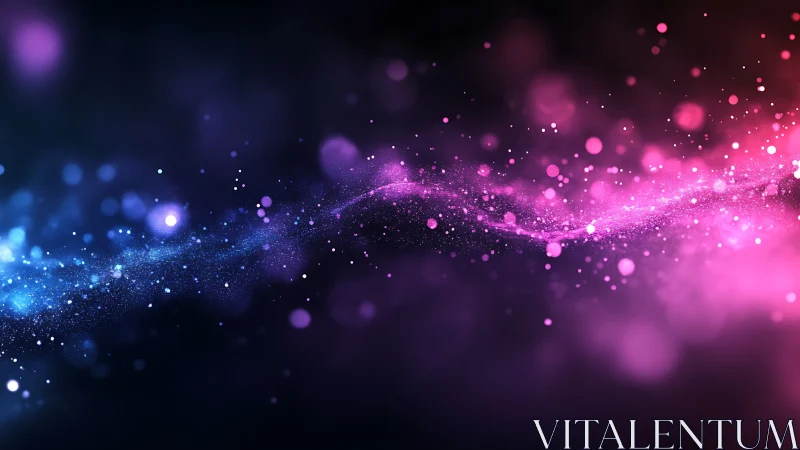 Bicolor particle wavefield with neon magenta and cyan bokeh glow