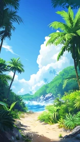 Paradise Cove Awakens: Tropical Beach Where Emerald Fronds Kiss Sandy Shores