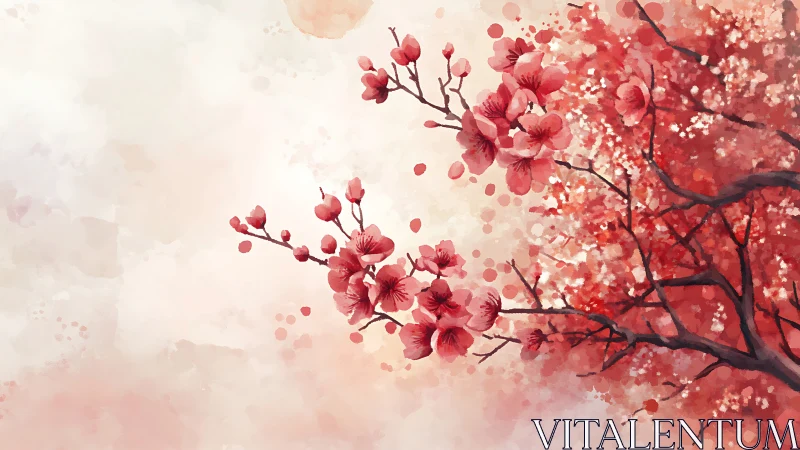 Cherry Blossom Dream: Watercolor Spring Branches.