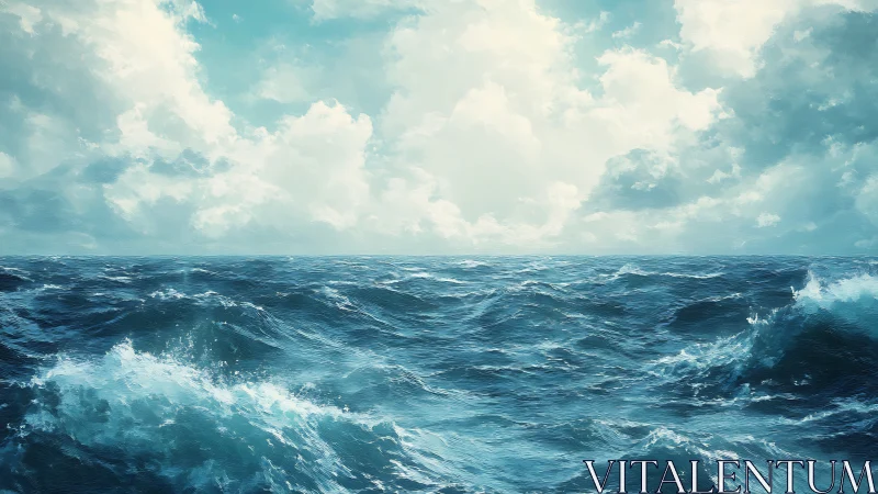 Dynamic mid-ocean wave field under high-contrast cumulus sky