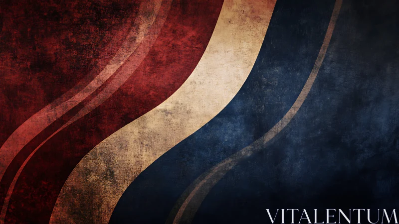 Grunge tricolor wave bands with distressed textured surface.