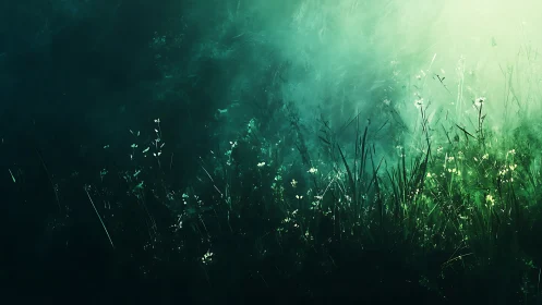 Soft dawn over secret meadow, where quiet light lingers.