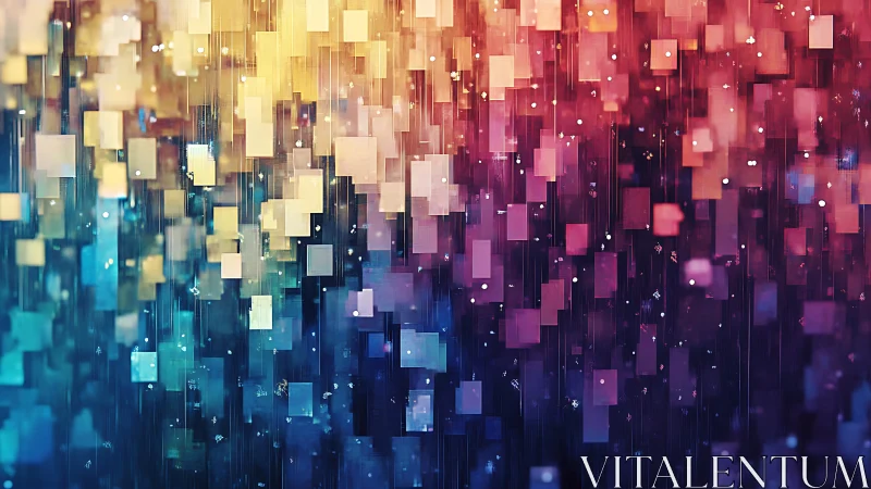 Colorful falling squares creating a dreamy digital rain.