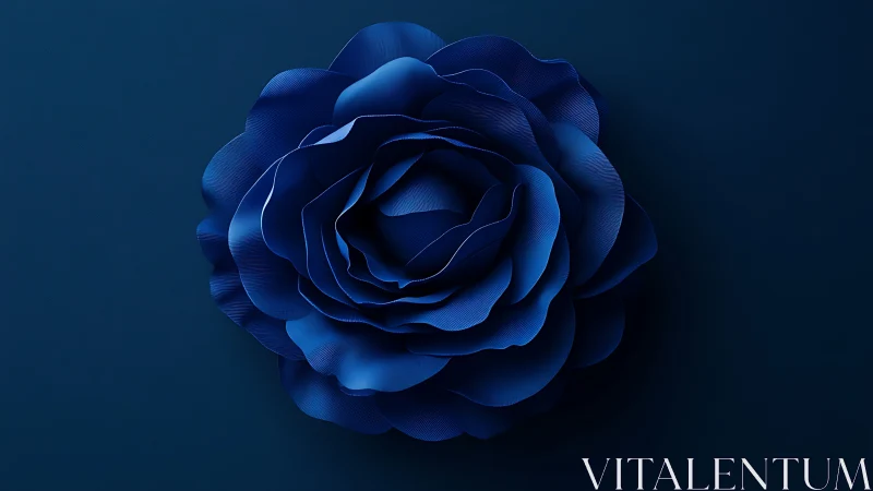 Deep Blue Rose: Layered Petals in Digital 3D Rendering.