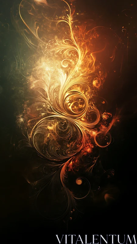 Glowing golden flame blossom swirling in a dreamy night sky.