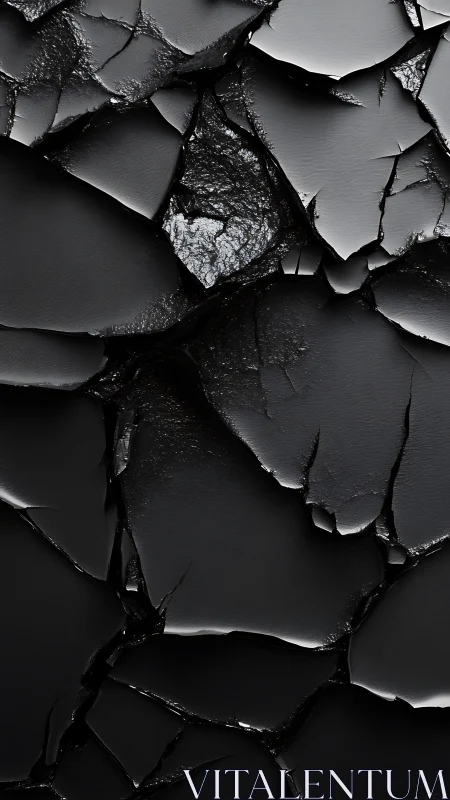 Shattered obsidian plates quietly choreograph midnight light