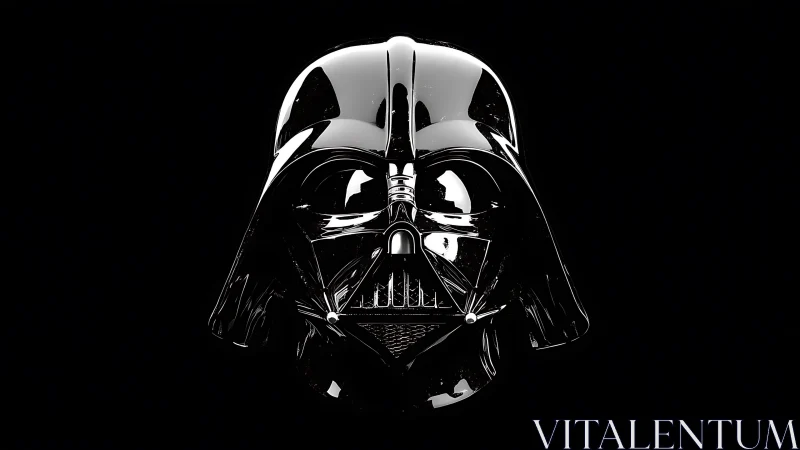 3D glossy sci-fi helmet portrait with monolithic symmetry.