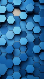 Layered blue hexagonal extrusions form staggered parametric surface