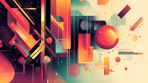 Geometric abstraction with gradients and intersecting forms.