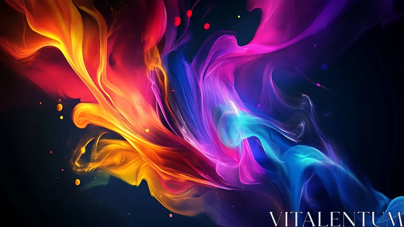 Vivid swirling neon color waves on deep dark background.