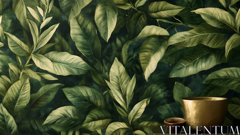 Golden bowls eavesdrop quietly on the whispering jungle wall