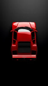 Iconic red supercar captured in stark top-down minimalism.
