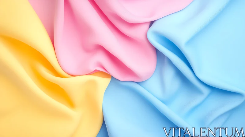 Pastel fabric folds form smooth overlapping color waves