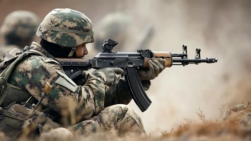 Quiet focus on a soldier’s watchful moment in the field.