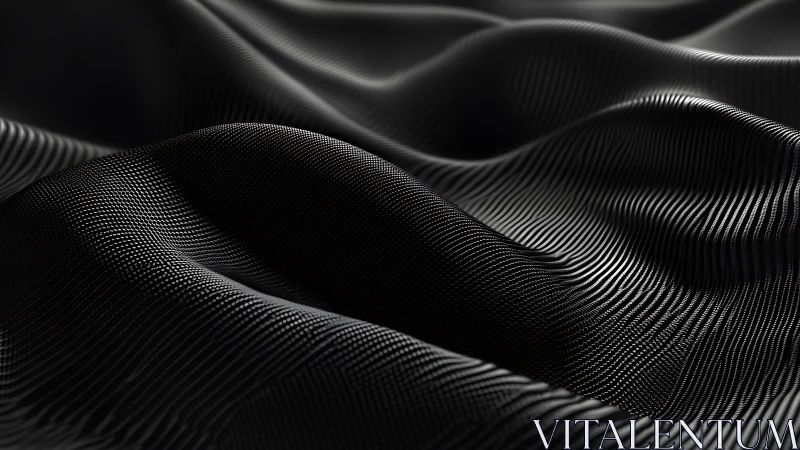 Undulating black micro-ridges forming abstract digital dunes.