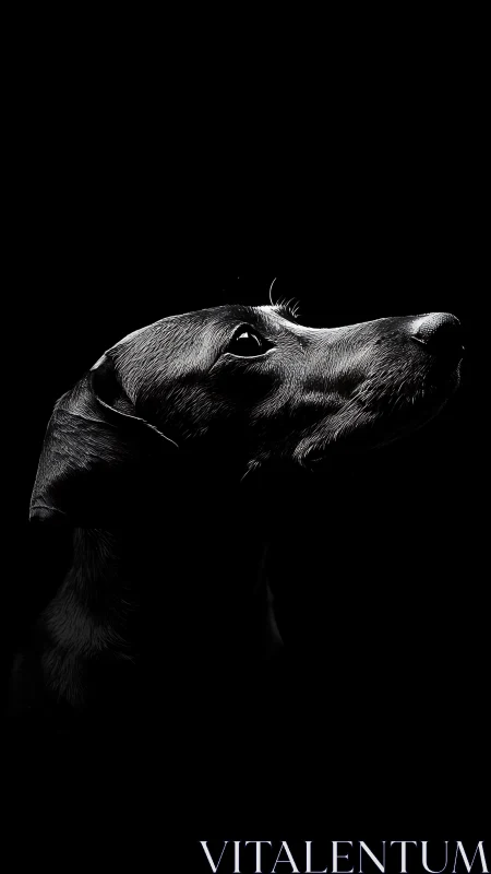 Low key canine portrait with directional rim lighting study.