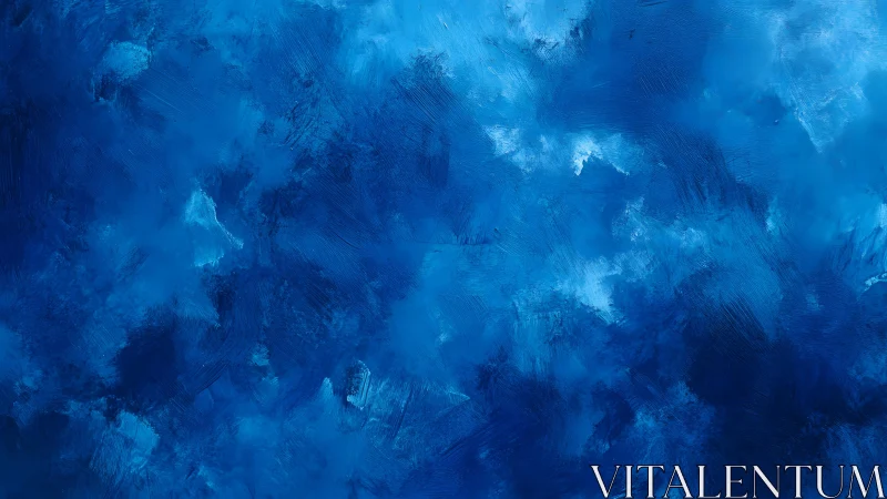 Deep Blue Abstract Texture Painting with Bold Brush Strokes.