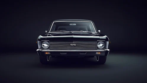 Front-facing render isolates a classic SS muscle car silhouette