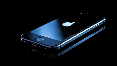 Sleek iPhone Silhouette Gleams Against Obsidian Darkness