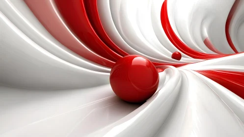 3D gloss red spheres within flowing white ribbon structures.